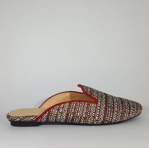 NR Rapisardi Red Fabric Slide w/ Tapestry Detail